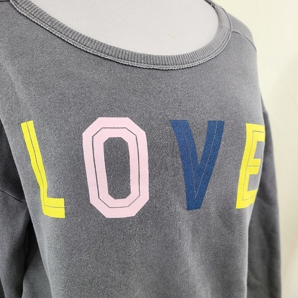 Wildfox Four Letters Flora cropped sweatshirt sherpa gray LOVE size small - Picture 5 of 10